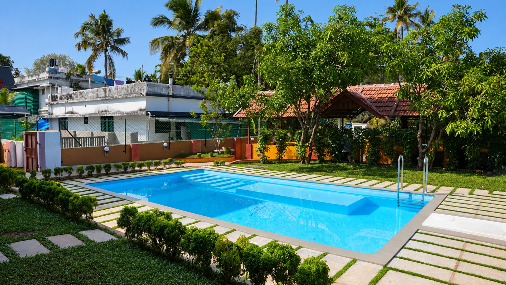 Finished swimming pool after the final construction stage, Moothedan process